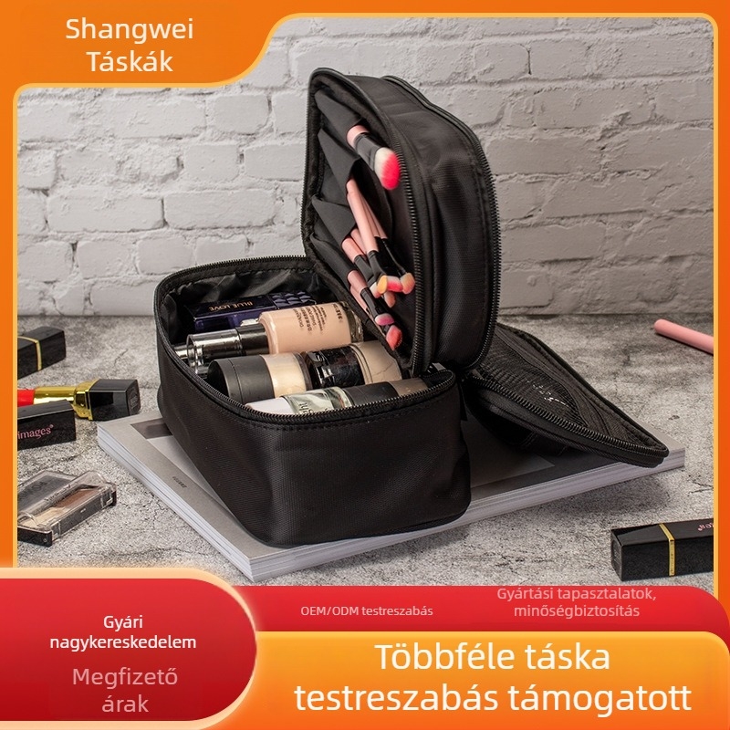 Kétszintes sminktáska, hordozható multifunkcionális eszköztartó köröm- és hímzéshez, vízálló