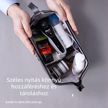 Uniszex PU kozmetikai táska nedves–száraz elválasztással, hordozható utazási szervező, nagy kapacitású