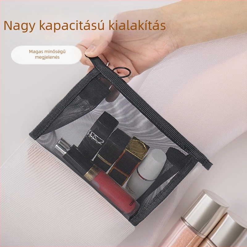 Nylonból készült hordozható női kozmetikai táska – ultrakönnyű, légáteresztő, egyszínű, városi minimalist stílus