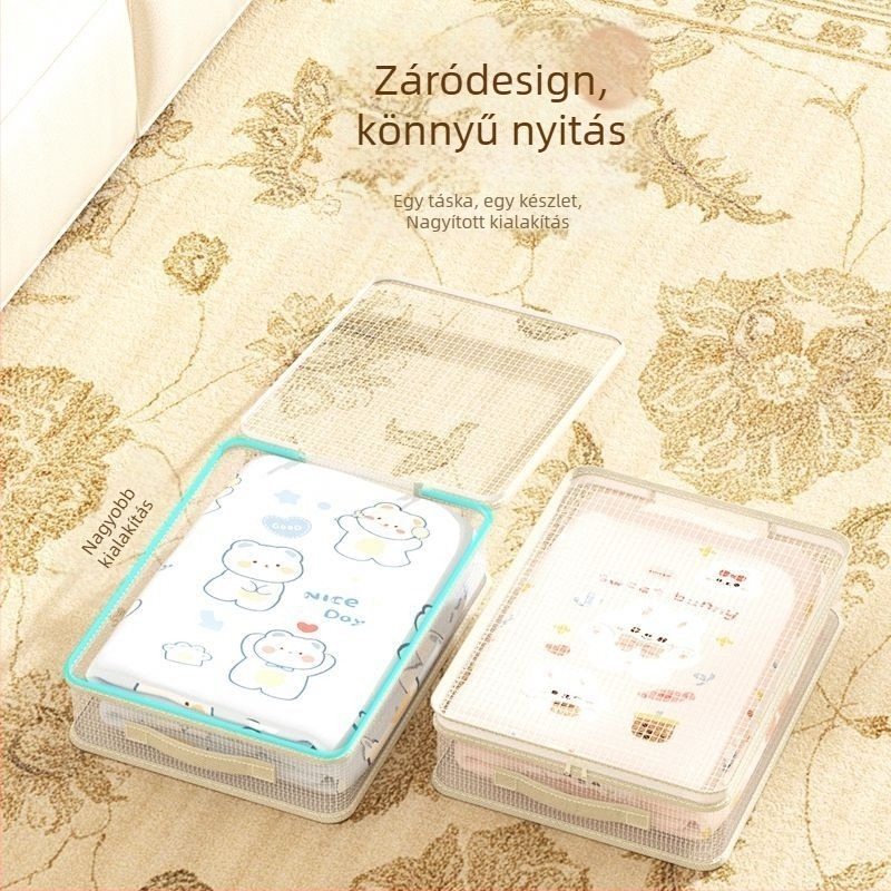Négy darabos tároló táska készlet paplanhoz, kocka alak, PVC, többfunkciós, modern egyszerű stílus