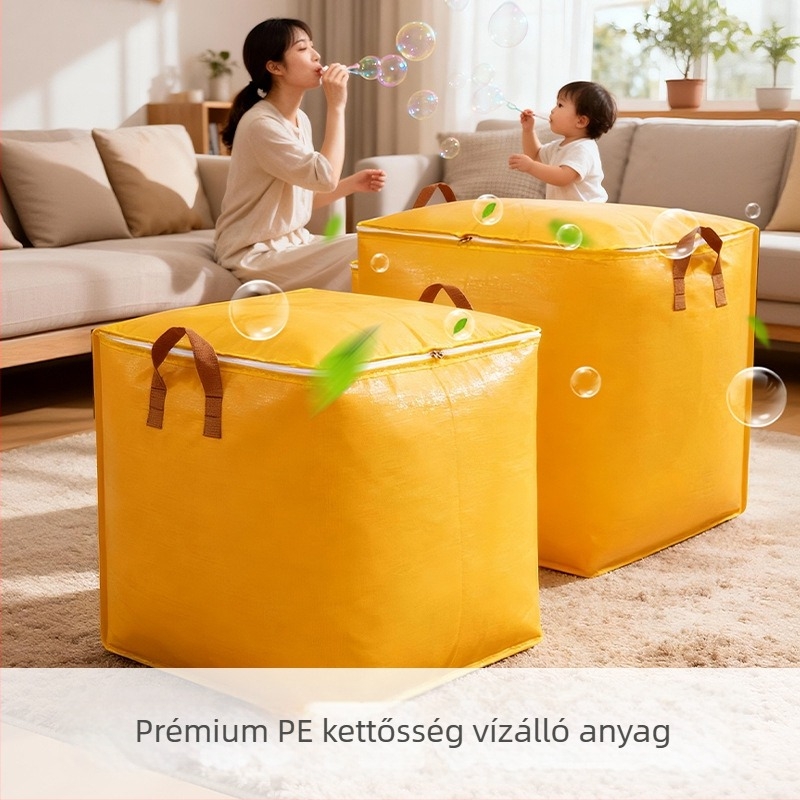 Költöztető csomagoló táska, nagy kapacitású, kocka alakú, polietilén (PE), többfunkciós tároló, modell 04.d