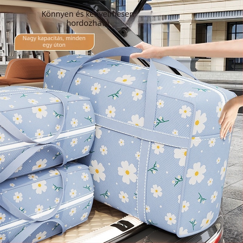 Paplan tároló táska – nem szőtt anyagból, kézitáska stílus, Blue Daisy Moving Bag modell, többfunkciós