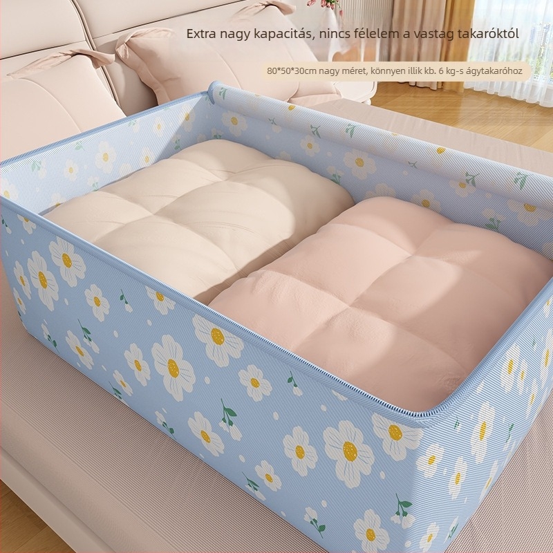 Paplan tároló táska – nem szőtt anyagból, kézitáska stílus, Blue Daisy Moving Bag modell, többfunkciós