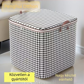 Ruha tároló táska, nagy kapacitású, kocka alakú, vastagított nem szőtt anyagból, többfunkciós
