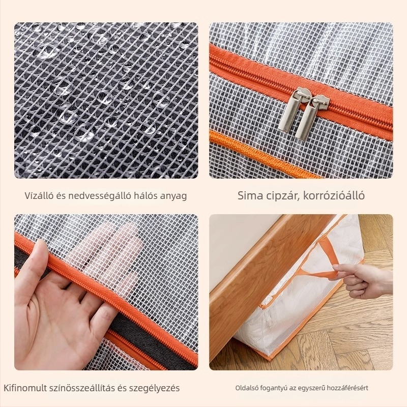 Átlátszó PVC paplan- és ruhatároló táska, kubikus formájú, vízálló és nedvességálló, nagy kapacitású