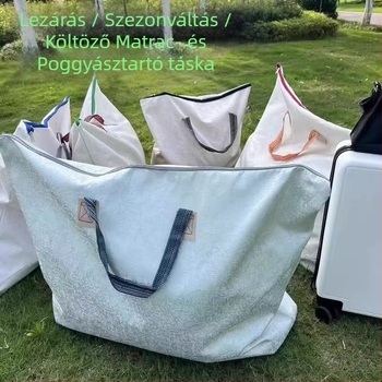 Paplantároló táska, kézitáska-stílus, pamut és len anyag, paplan és ruhák tárolására, hálószoba és utazásokhoz