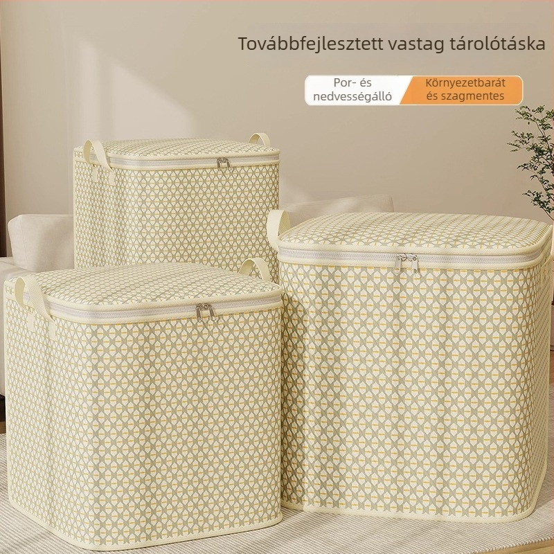 Gyémánt alakú, nagy kapacitású ruházati és ágynemű tároló táska, összecsukható, nem szőtt anyagból, szezonális tárolásra