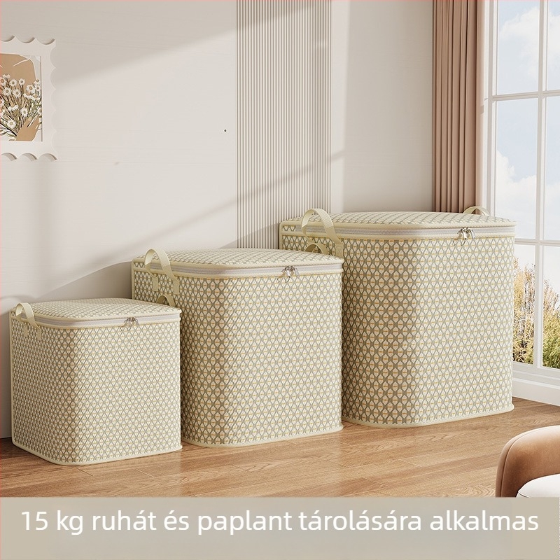 Gyémánt alakú, nagy kapacitású ruházati és ágynemű tároló táska, összecsukható, nem szőtt anyagból, szezonális tárolásra