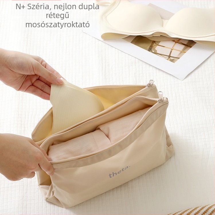 Ruhatároló táska, kocka alakú, nylon, többfunkciós, utazáshoz ideális (alsónemű, ruházat és piszkos ruhák)