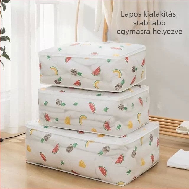 PEVA nagy tárolótáska paplanokhoz és ruhákhoz, hordozható költöztető csomagoló táska, nedvességálló, karikatúra mintával