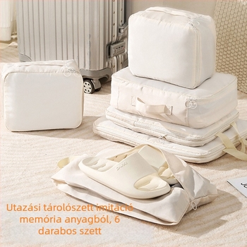 Hat darabos ultrakönnyű tárolótáska-készlet memóriaanyag-utánzattal, poggyászhoz és ruházathoz, szakadásálló és vízálló