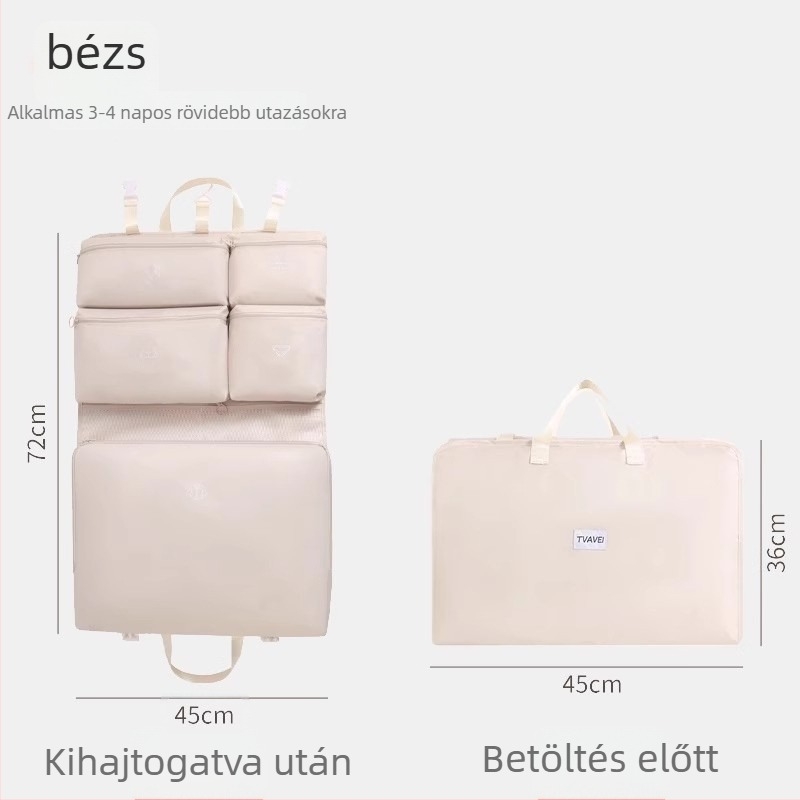 7-in-1 utazási tárolótáska, kocka alakú, Twill anyag, többfunkciós utazási rendező fehérnemű, kozmetikumok, ruházat és higiéniai termékek számára