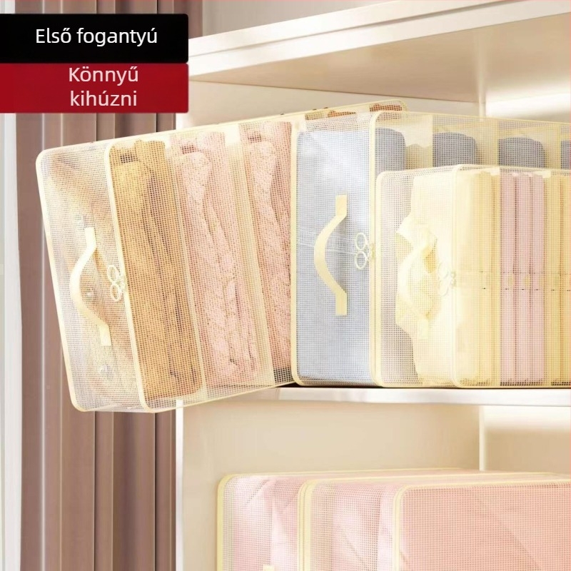 4 darab hálózatos ruhatároló tasak – kocka alakú rendező gardróbhoz és hálószobába, sokoldalú használatra