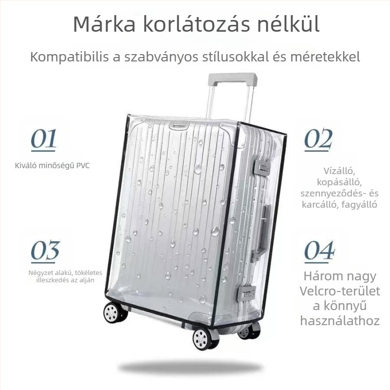 Átlátszó bőröndvédő borítás PVC-ből, EVA béléses; vízálló, antibakteriális, kopásálló