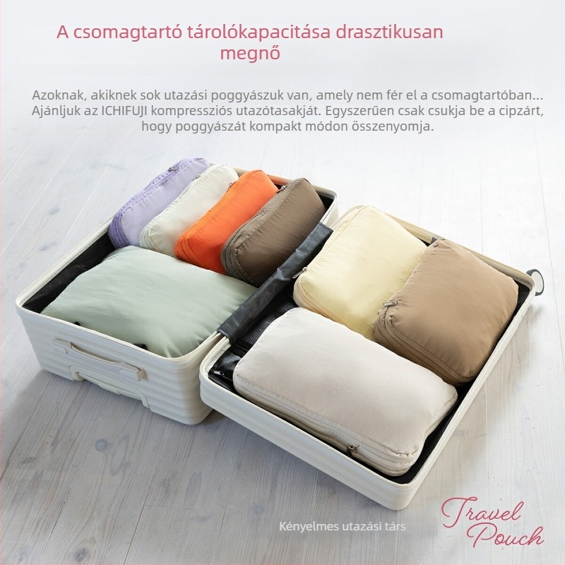 Utazási tömörítő tároló táska YKK cipzárral, vízálló és penészálló, nagy kapacitású nylon tároló, többszörös felhasználásra
