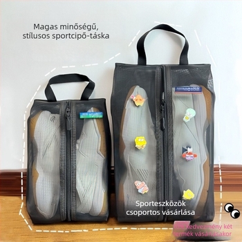 Kézitáska-stílusú, lélegző cipőtasak nylonból és hálóból, 01-es modell, utazási tárolás
