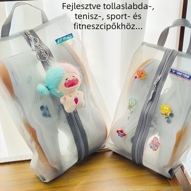Kézitáska-stílusú, lélegző cipőtasak nylonból és hálóból, 01-es modell, utazási tárolás