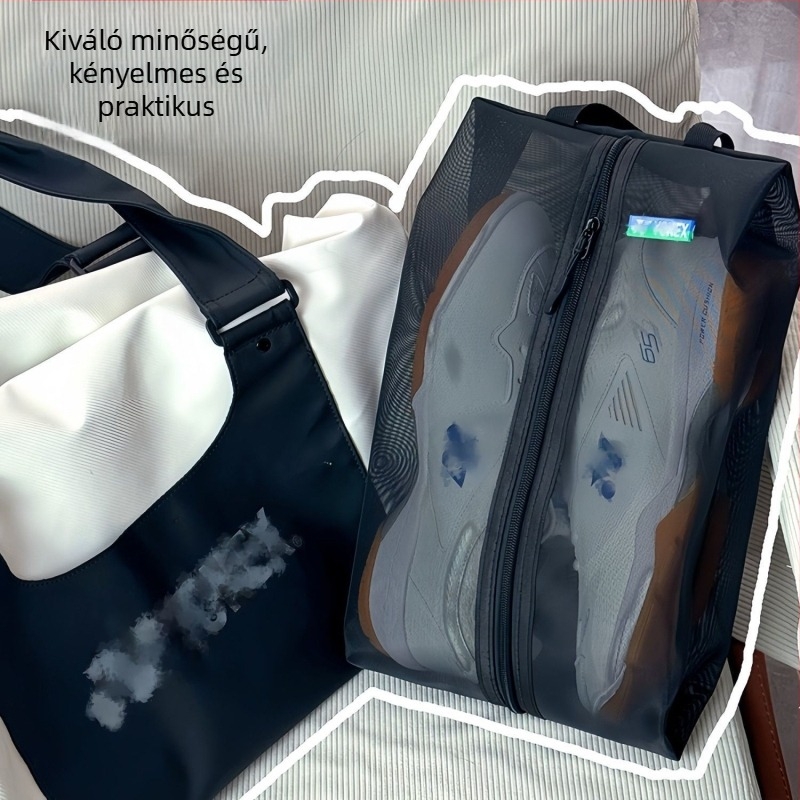 Kézitáska-stílusú, lélegző cipőtasak nylonból és hálóból, 01-es modell, utazási tárolás