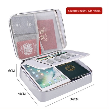 Kártyatartó és dokumentumtáska, kocka alakú, fejlesztett tűzálló táska, anyag üvegszál-szilikon, autóba szerelhető