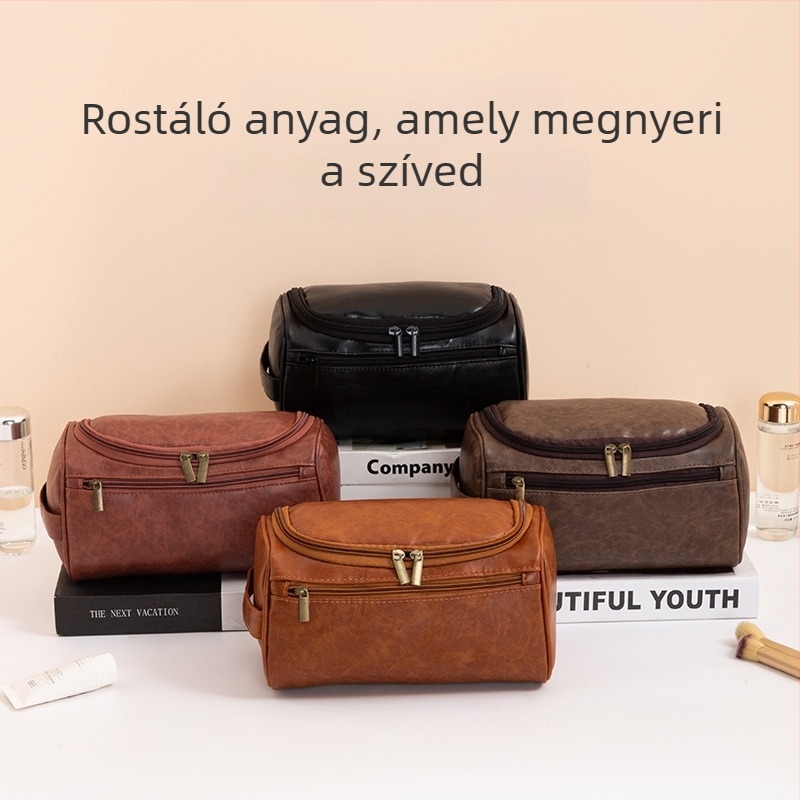 Akasztó kozmetikai táska, kocka alakú, PU anyag, többfunkciós, utazáshoz