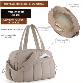 Utazó Tote táska, bélelt, nagy kapacitású 36–55 L, poliészter, száraz–nedves elválasztás, vízálló, belső nylon bélés
