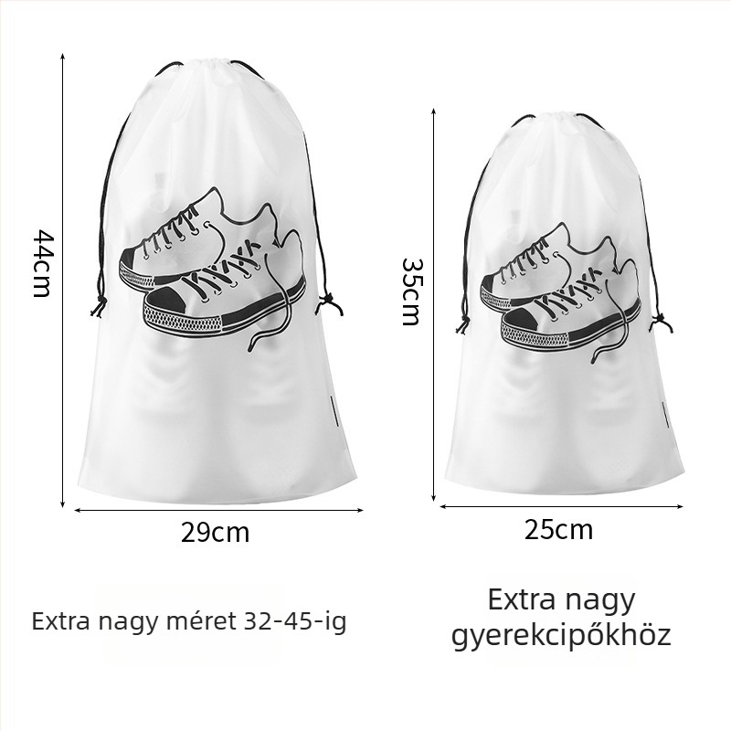 Cipő tároló tasak – EVA, kocka alak, por- és nedvességálló, húzózsinóros zárás, utazáshoz