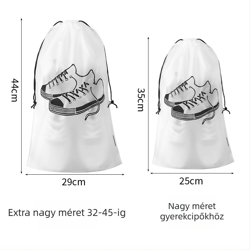 Cipő tároló tasak – EVA, kocka alak, por- és nedvességálló, húzózsinóros zárás, utazáshoz