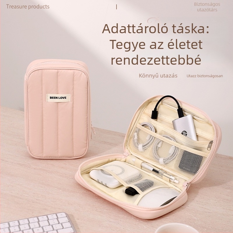 Adat tároló táska - kézitáska stílusú, anyag: down cloth + kompozit pamut, multifunkcionális utazáshoz, modern minimalista dizájn