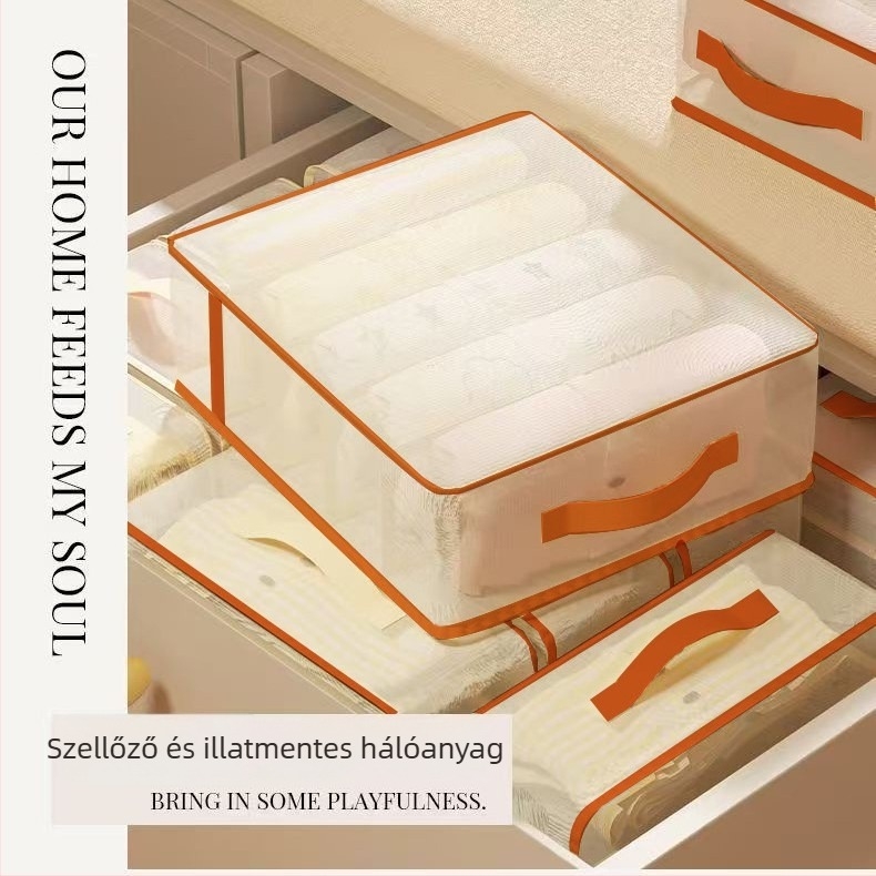 Légáteresztő négy darabos tárolókészlet hálószobára, kocka alakú, PVC, modell Wx-004