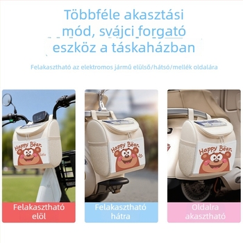 Universális elektromos jármű előre tároló táska – vízálló PU anyag, kocka alakú, nagy kapacitású, multifunkcionális szervező