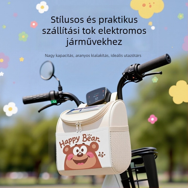 Universális elektromos jármű előre tároló táska – vízálló PU anyag, kocka alakú, nagy kapacitású, multifunkcionális szervező