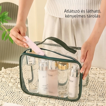 PU bőr kozmetikai neszesszer, hengeralakú, légző, modern-minimalista stílus, sakkos mintával, utazásokhoz, smink tárolására és asztali tárolásra