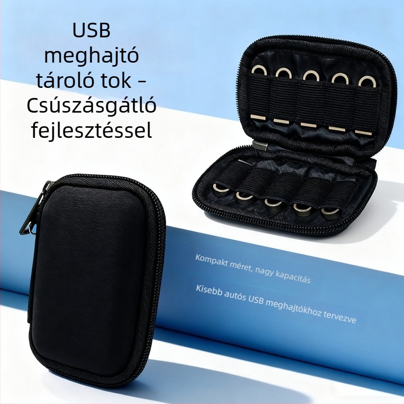 10 darab ultrakompakt USB-tároló táska készlet – autózenei használatra, minden egyben USB-átalakítóval