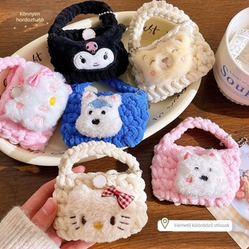 Ékszerdoboz, textil, rajzfilmszerű cukiság stílus, kézitáska formájú, többfunkciós utazási tároló