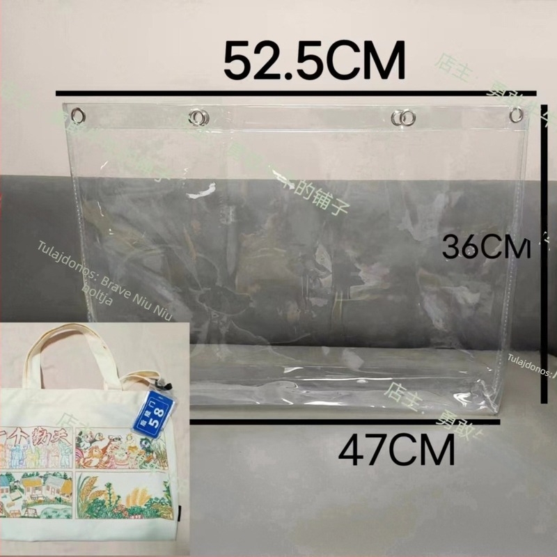 10 Qintian vászon táskā átlátszó PVC zsebékkel, védő fedéllel, por- és vízálló DIY táskák