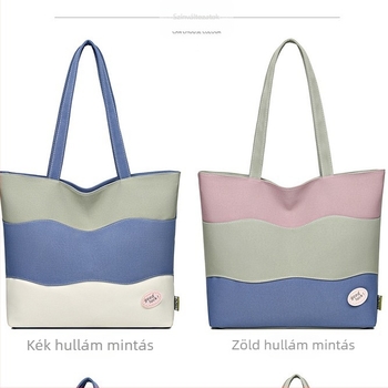 Canvas tote táska mindennapi használatra — városi egyszerű stílus, cipzáras záródás, horizontálisan téglalap alakú forma, belső cipzáros zseb, telefon- és személyi igazolvány zseb