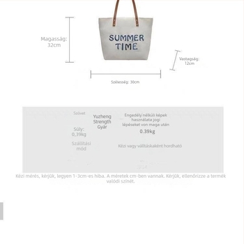 Hímzett betűs vászontáska | poliészter test, belső vászon bélés, téglalap alakú forma, nyitott felső, dupla vállpánt