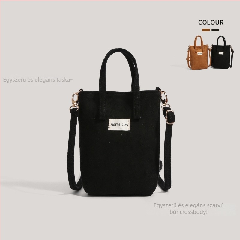 Vállon át viselhető vászon crossbody táska, hengeres alakú, húzós zárás, belső telefontartó, utcai stílus