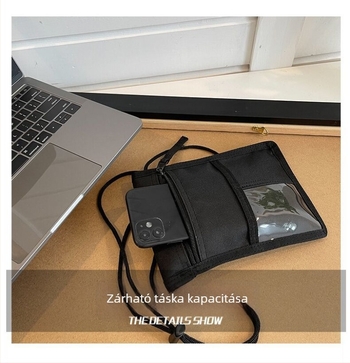 Mobiltelefon táska, vászon, MINI méret, függőleges négyszögletes forma, cipzár