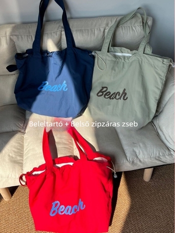 Nylon tote táska zsinóros zárással - két vállpánttal, vízszintes négyszögletű forma, bélés: vászon, belső zseb a mobiltelefon számára (Anyag: Nylon; Zárás: Zsinór; Belső: Vászon; Forma: Vízszintes négyszöglet; Belső zseb: Mobiltelefon)