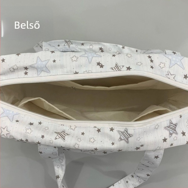 Nylon oldalt vállon tartható táska utcai divat stílusban, vízszintes négyzet alakú, cipzáros nyitás, laminált belső zseb