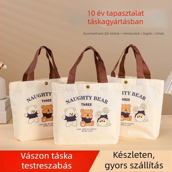 Vászontáska medvés motívummal; UV-digitális nyomtatás és szitanyomás; Bai xin márka; tároló táska