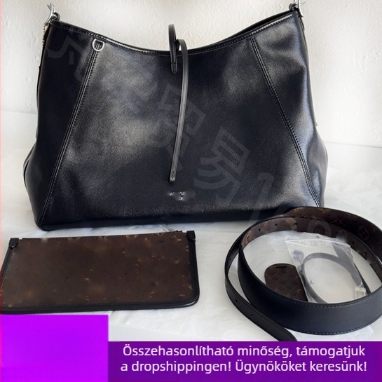 Valódi bőrből készült bucket-stílusú crossbody táska PU bélésű belső zsebes laminált cipzárral és dupla vállpánttal