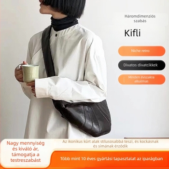 Női bőrtáska croissant formájú, vállon átvethető, baguette stílusú, elegáns