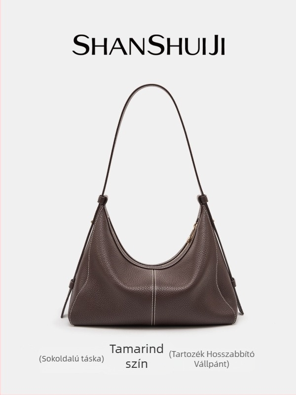 Shanshui Collection 2025 Hobo táska első réteg marhahús bőrből, női váll- és keresztpántos tote, nagy kapacitású