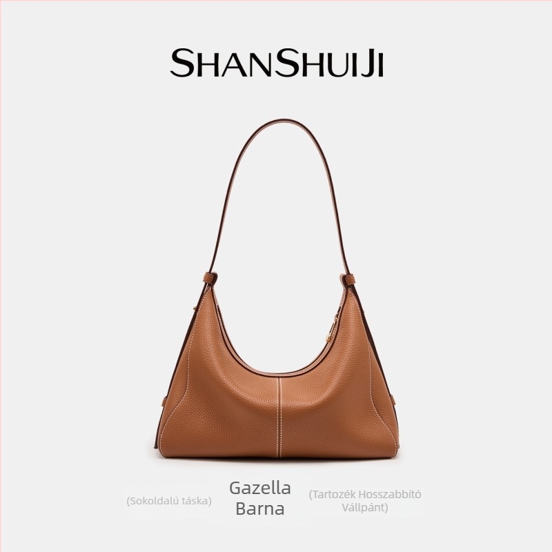 Shanshui Collection 2025 Hobo táska első réteg marhahús bőrből, női váll- és keresztpántos tote, nagy kapacitású