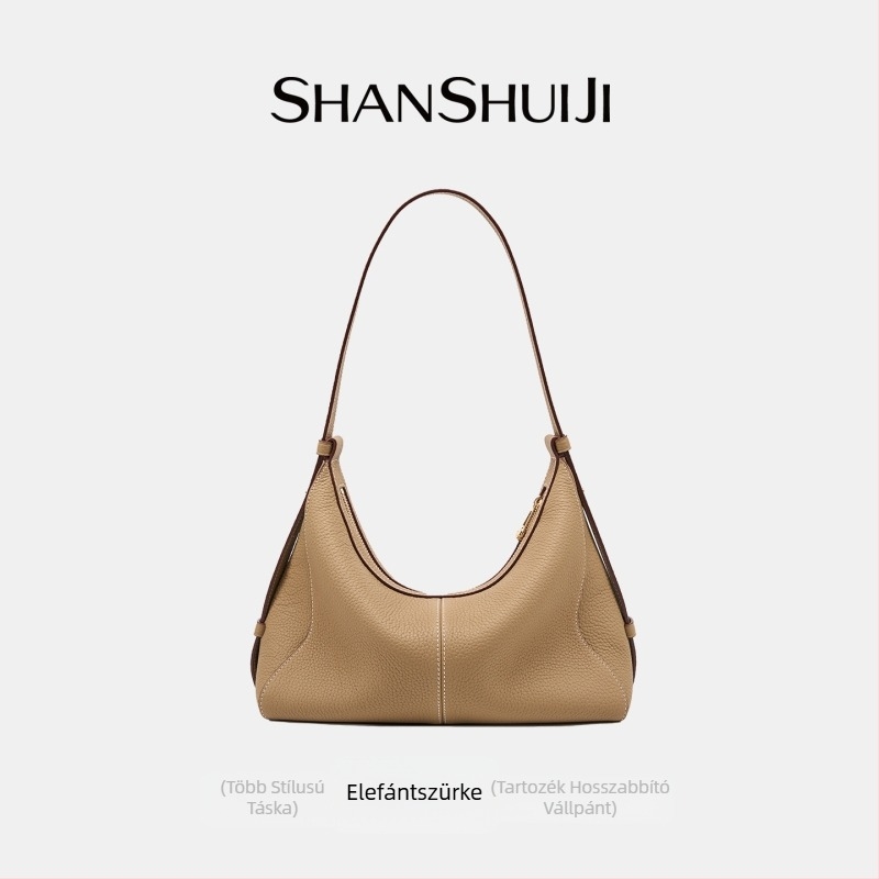 Shanshui Collection 2025 Hobo táska első réteg marhahús bőrből, női váll- és keresztpántos tote, nagy kapacitású