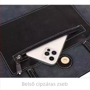 Uniszex valódi bőrből készült táska, cipzáras záródás, tehenbőr bélés, mindennapi használatra
