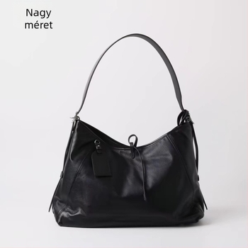 Fekete bőr Carryall táska motorkerékpár-stílusban, nagy kapacitású, láncos vállpánt