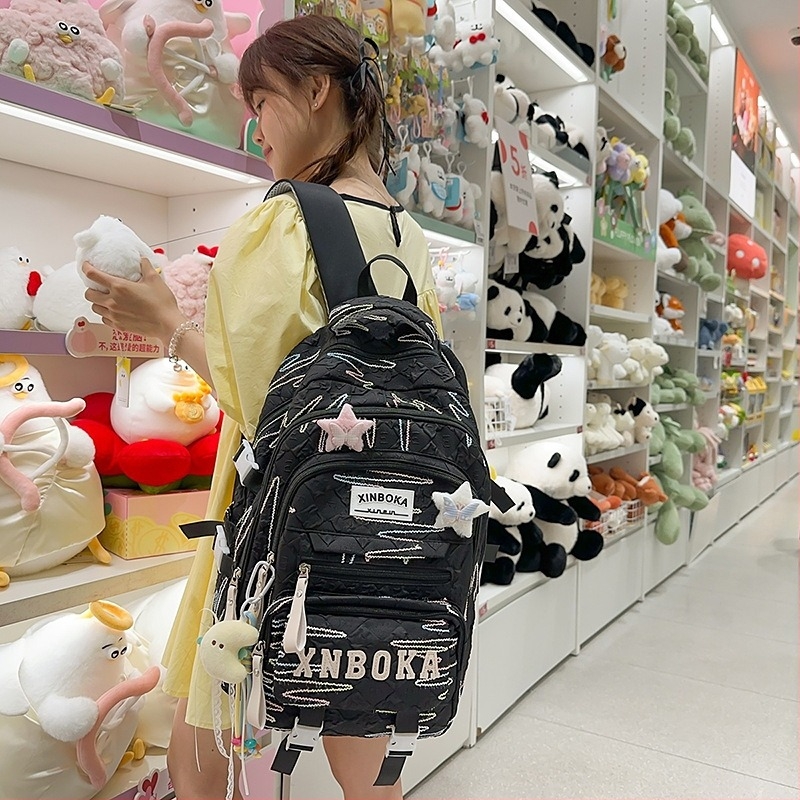 Lányoknak való iskolatáska, könnyű, nagy kapacitású hátizsák, 3–6. osztályosoknak; Oxford anyag, poliészter bélés, cipzáras nyitás, belső cipzáras zseb, BK6130.